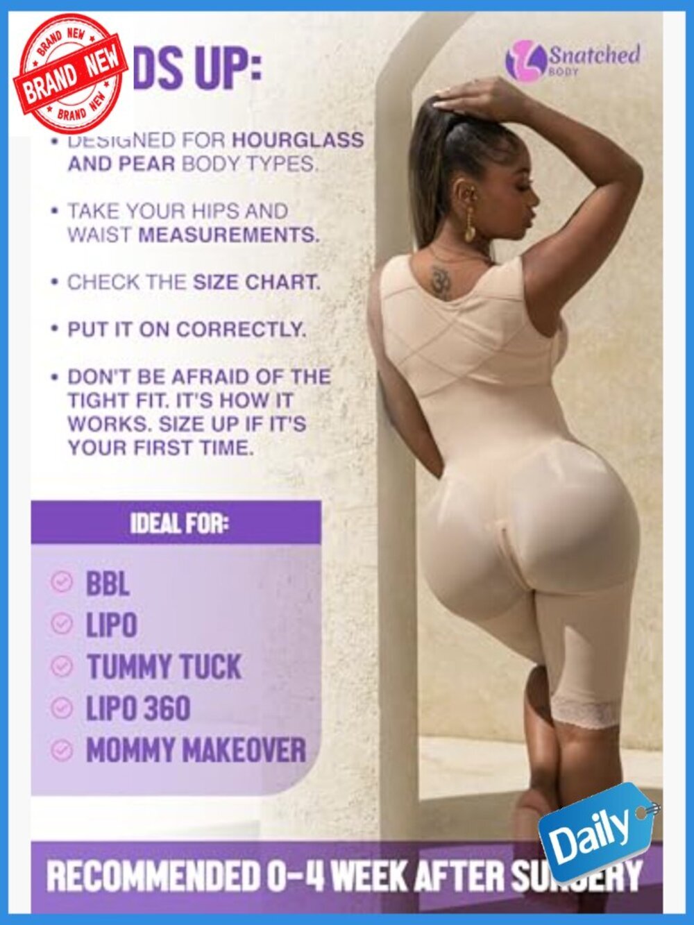 Stage 1 Full Body Faja Shapewear Bodysuit Post Surgery BBL Lipo 360 Tummy - Picture 5 of 7